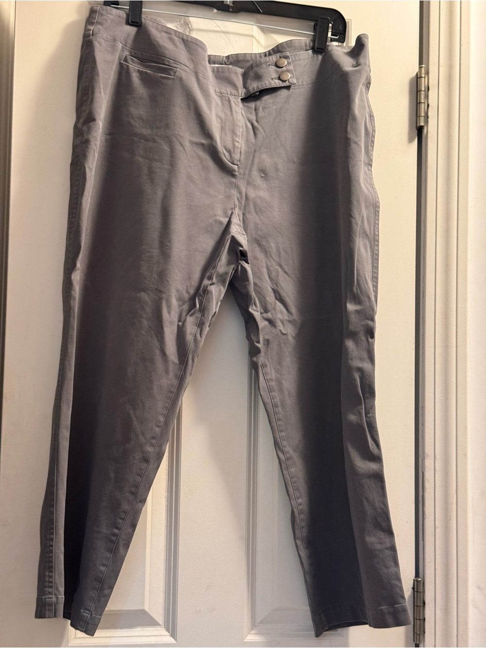 EILEEN FISHER Gray Cotton /Spandex Stretch Straight Cropped Pants XL